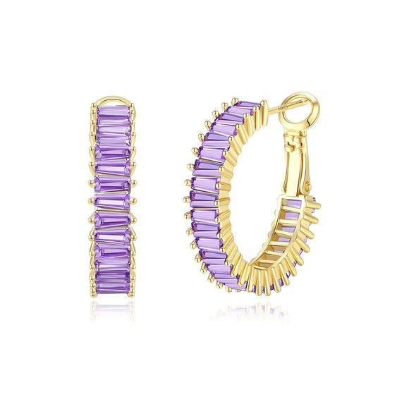 Anthropologie Jewelry - New! Mallorca Lillac Gold Hoop Earrings (3040) NWOT